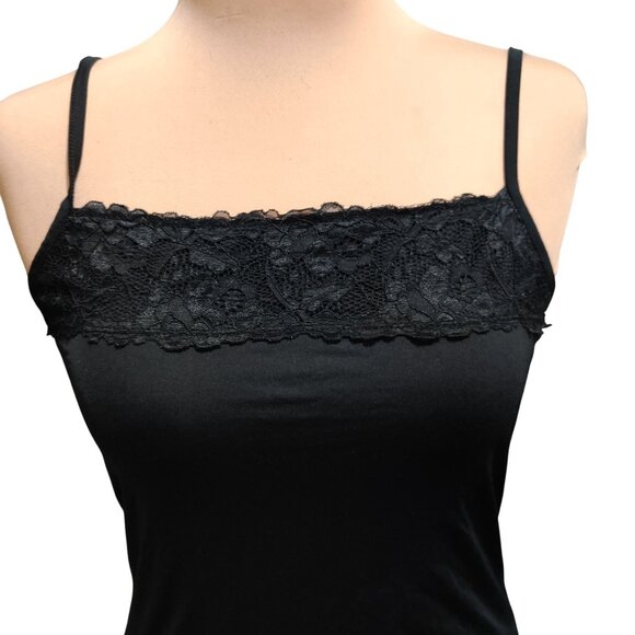 Maurices L Womens Black Camisole Tank Top Lace Trim Adjustable Straps Layering - Picture 10 of 12